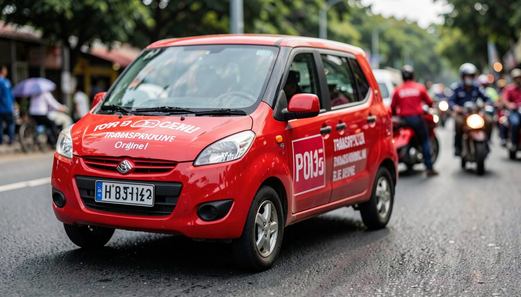Mobil dengan stiker transportasi online terjaring razia polisi di jalan raya